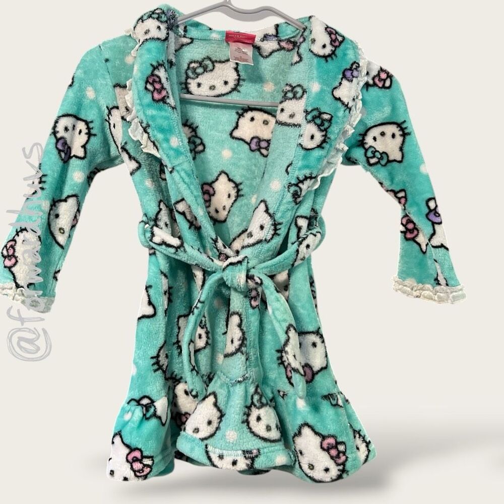 Hello Kitty Aqua Plush Robe – Size 3T